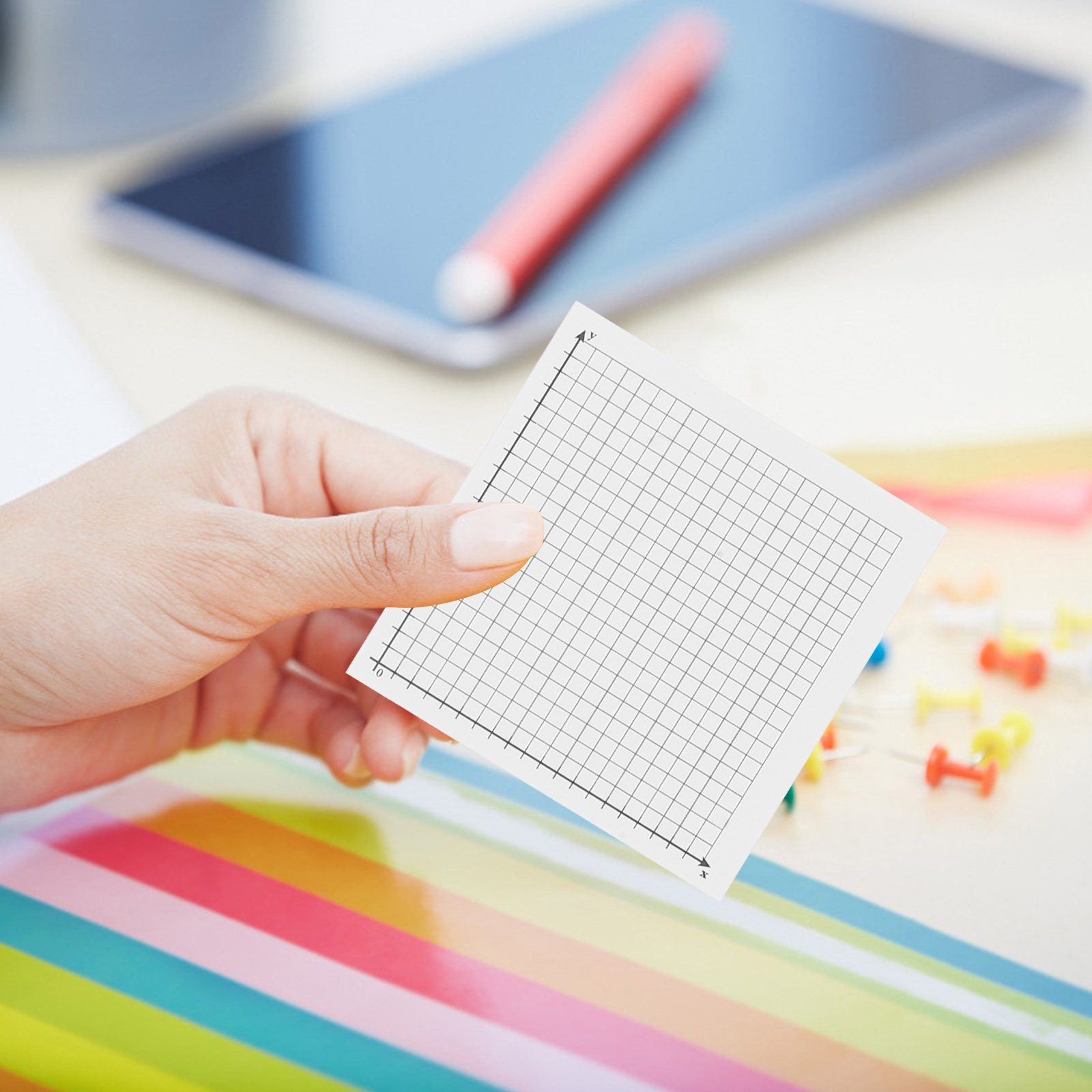 Graph Paper Pad - 6 sztuk siatkowych, samoprzylepnych karteczek do