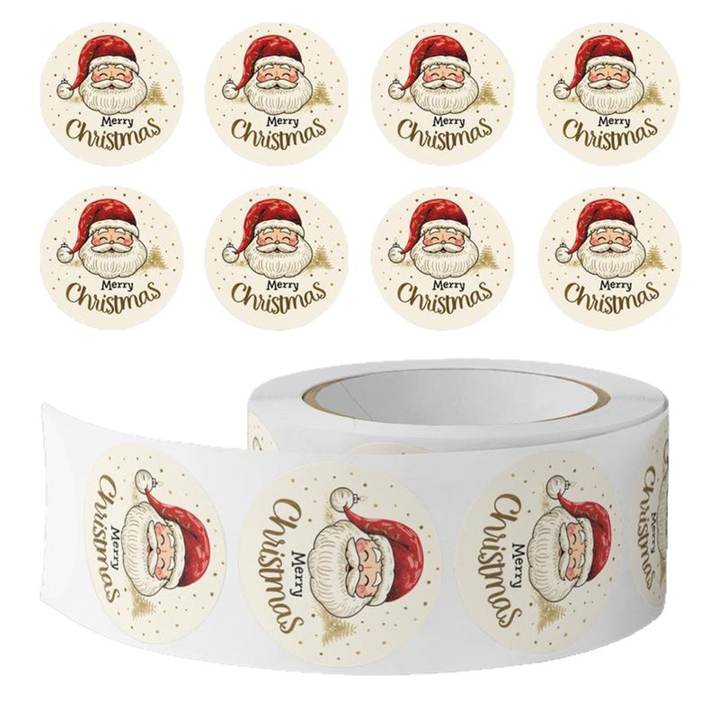 Sticker Label Roll - 500 szt./rolka świątecznych naklejek z motywem