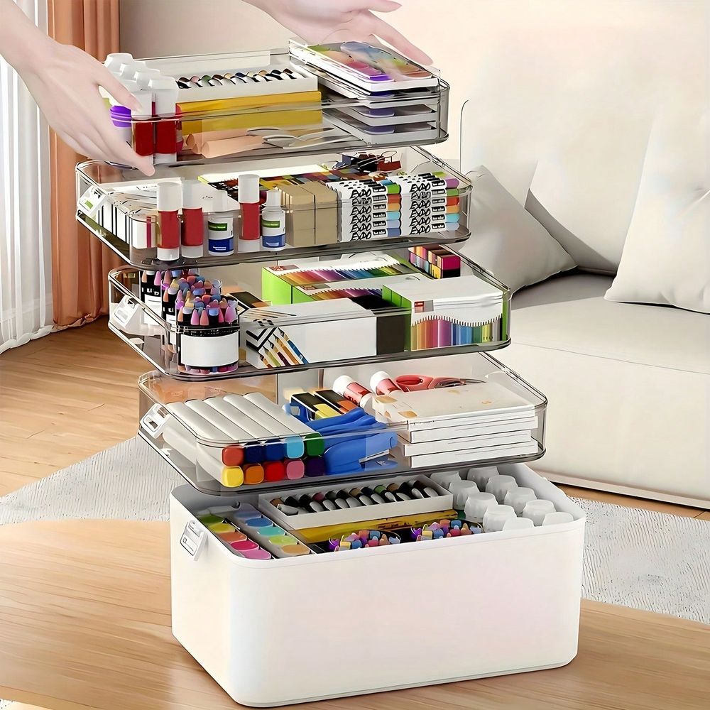 Stationery Office - Przezroczysty wielowarstwowy organizer na leki, przenośny